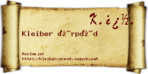 Kleiber Árpád névjegykártya